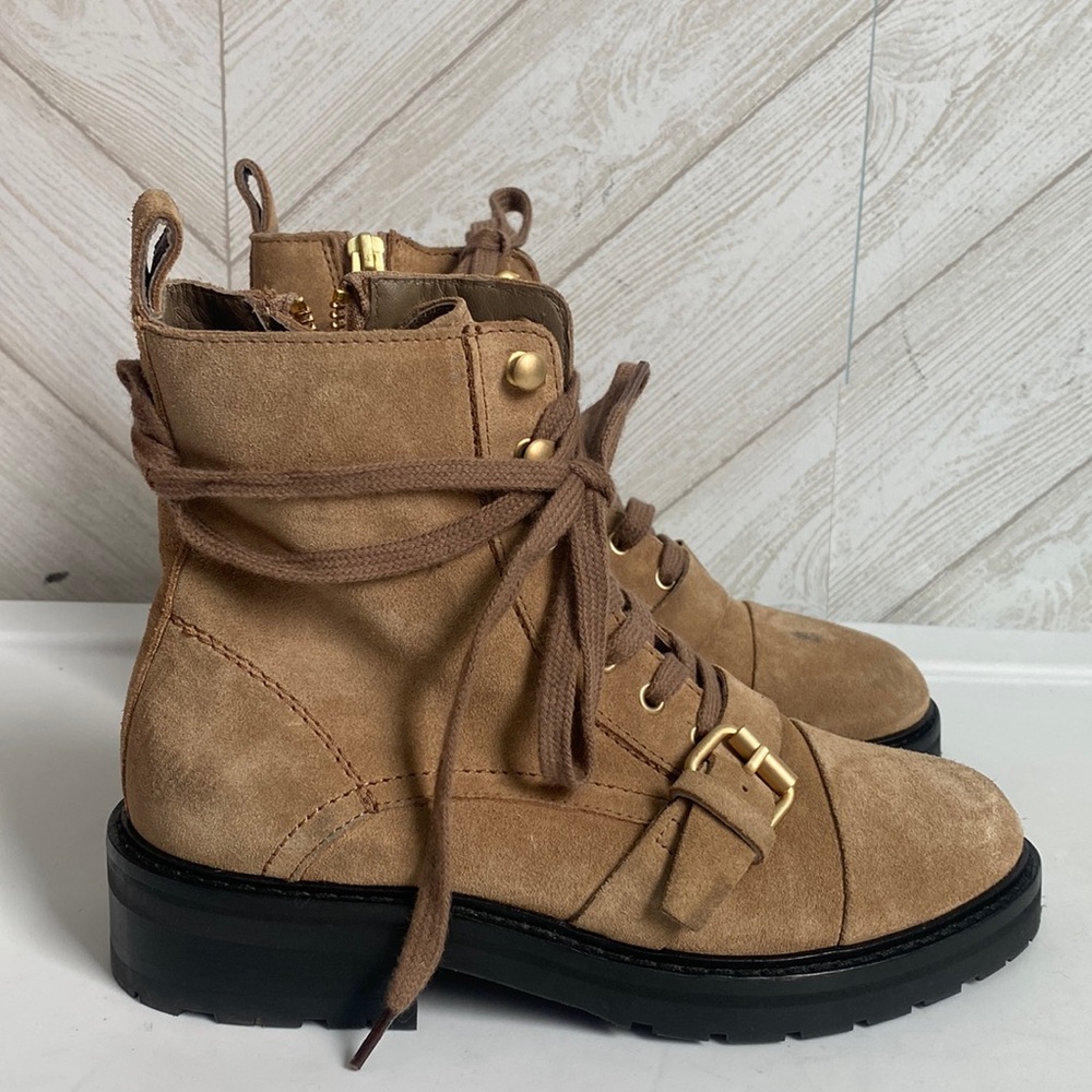 All Saints Donita suede combat boots 35 sand